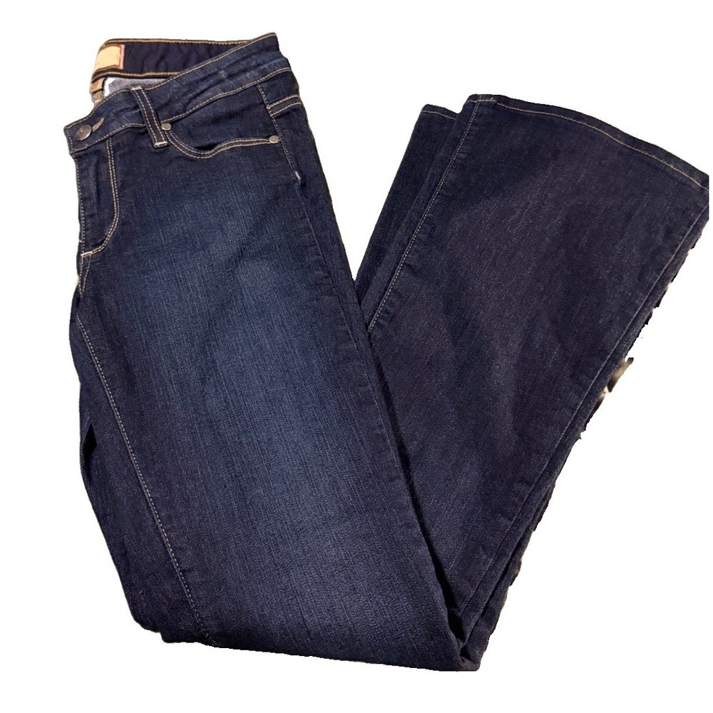 Paige Canyon Flare Jeans Women's 27 Size 4 Dark Wash Stretch Denim 29" Inseam